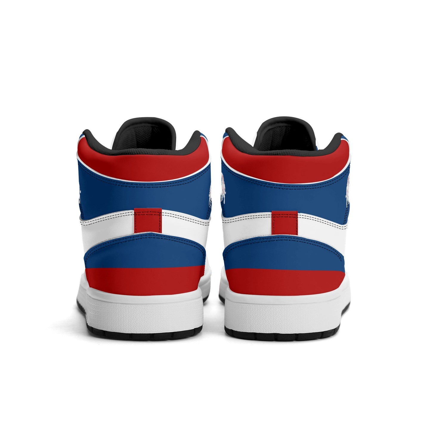 Buffalo football-inspired high top sneakers with bold all-over city graphic printed upper