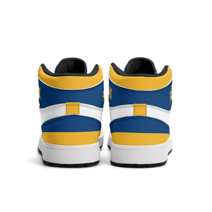 Los Angeles football-inspired high top sneakers with all-over city graphic printed upper