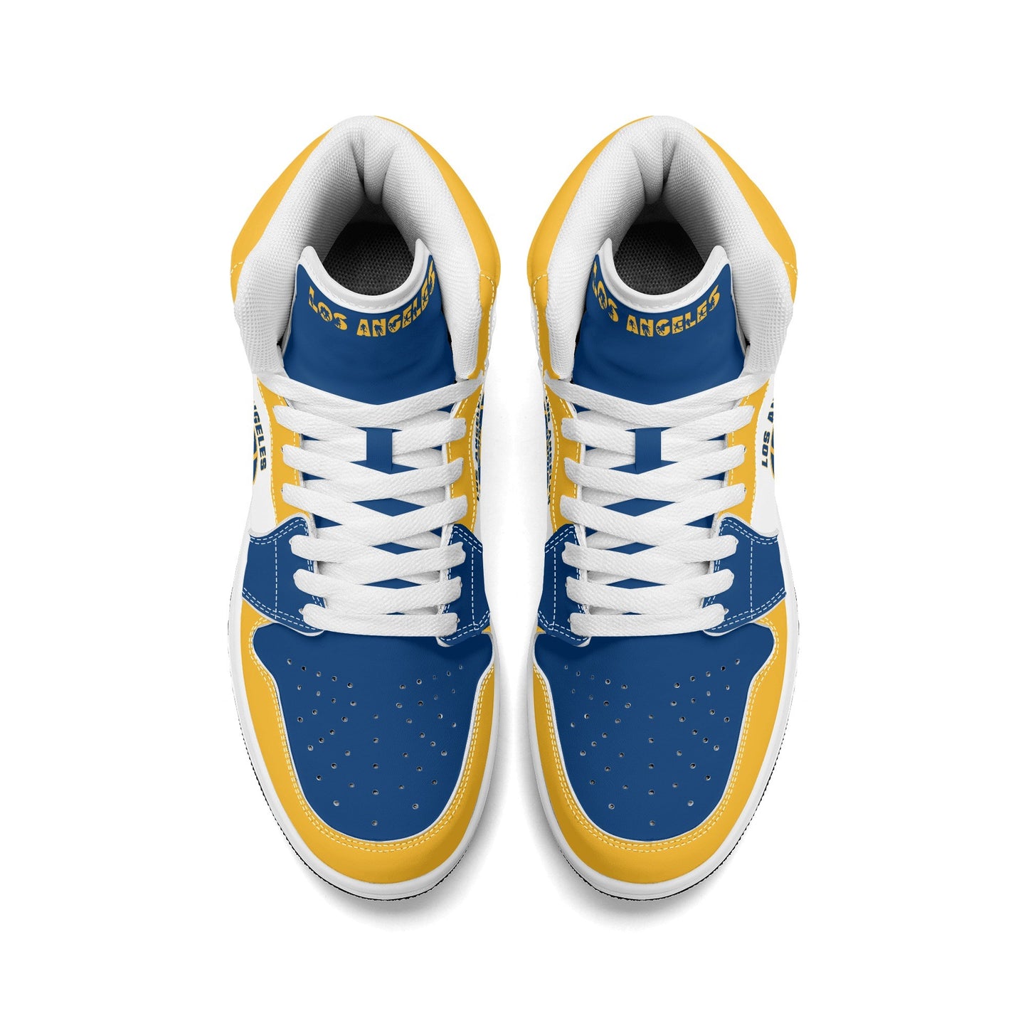 Los Angeles football-inspired high top sneakers with all-over city graphic printed upper