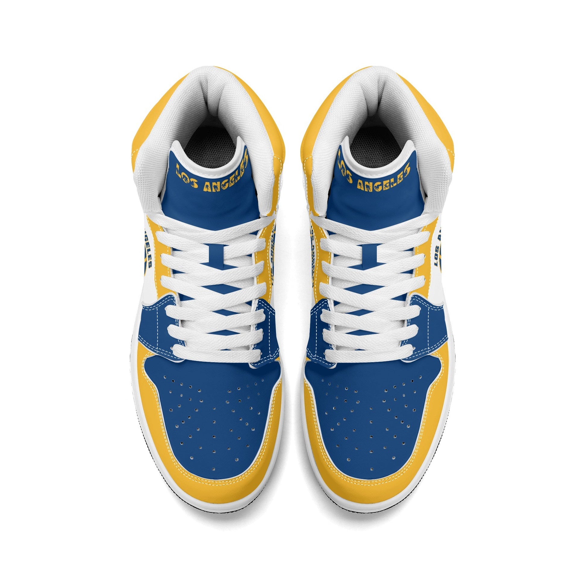 Los Angeles football-inspired high top sneakers with all-over city graphic printed upper