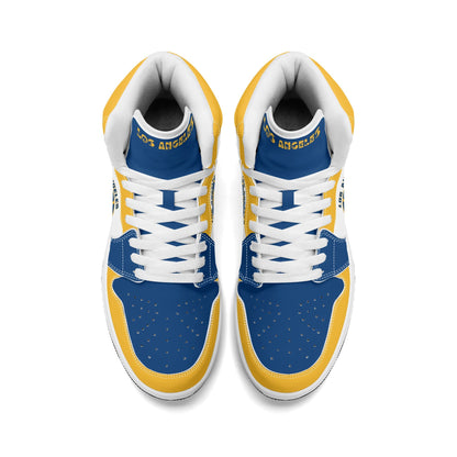 Los Angeles football-inspired high top sneakers with all-over city graphic printed upper