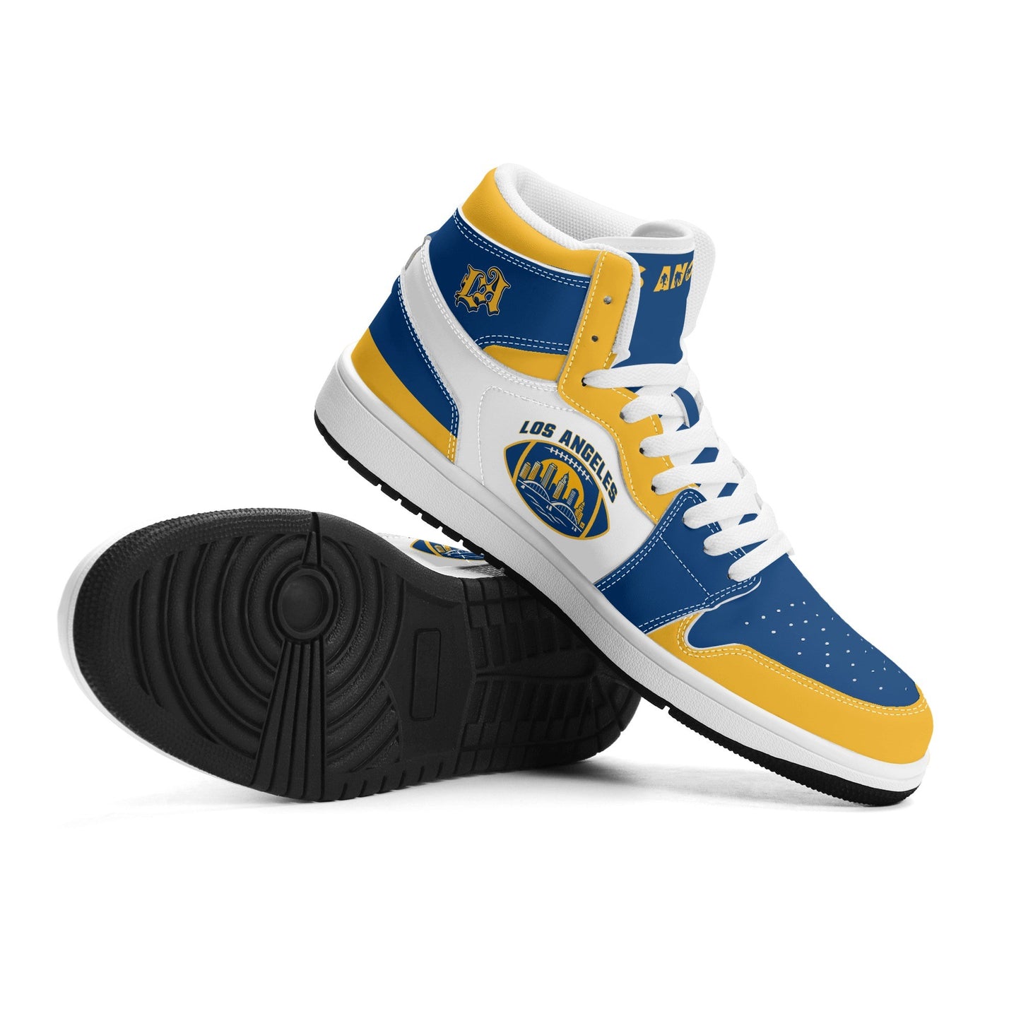 Los Angeles football-inspired high top sneakers with all-over city graphic printed upper