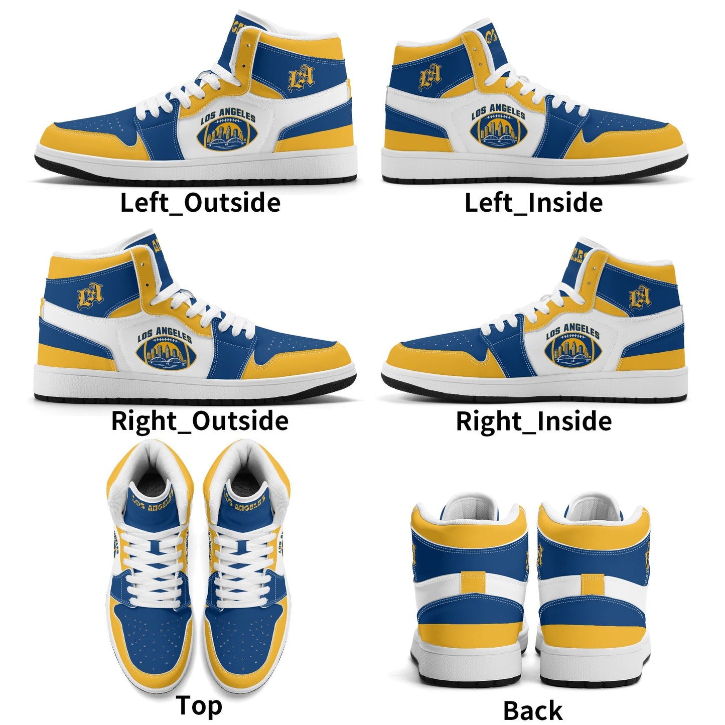 Los Angeles football-inspired high top sneakers with all-over city graphic printed upper