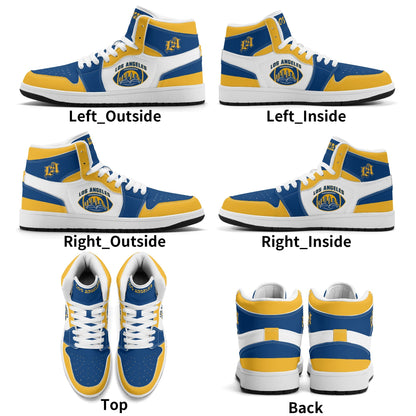 Los Angeles football-inspired high top sneakers with all-over city graphic printed upper