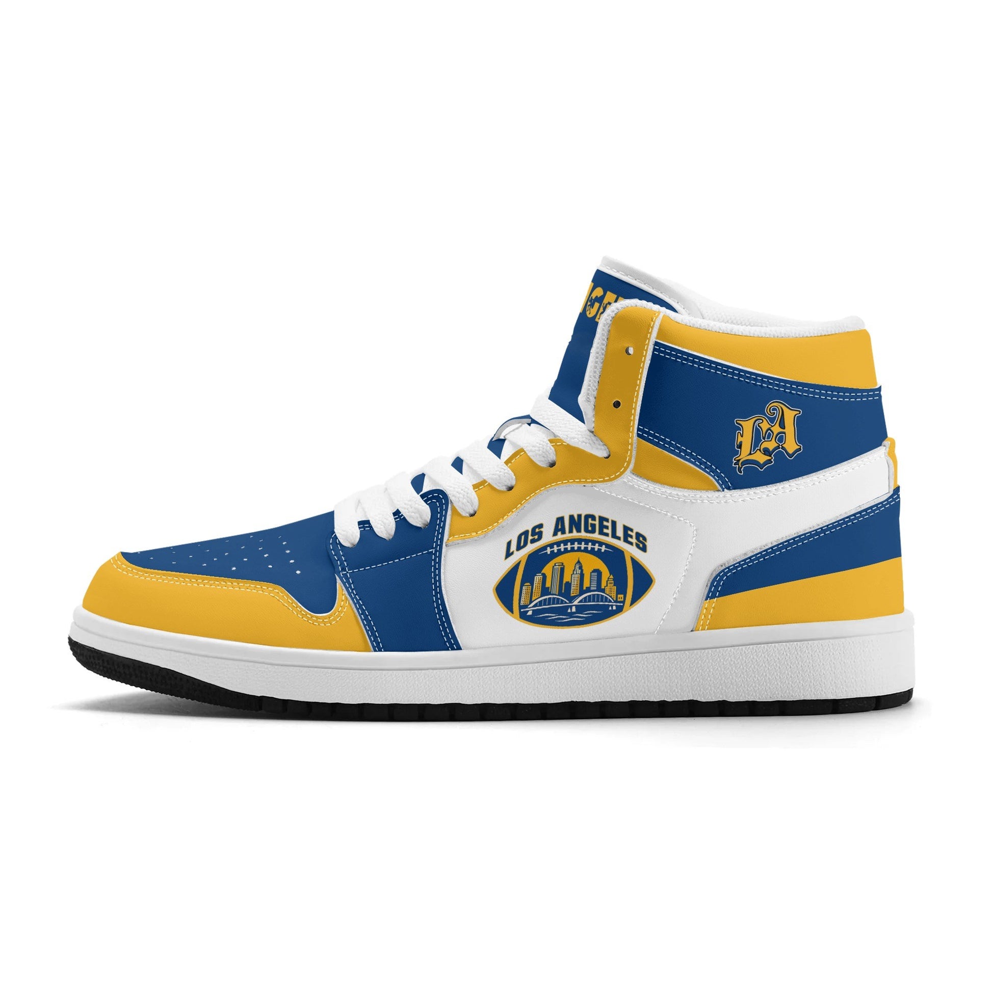 Los Angeles football-inspired high top sneakers with all-over city graphic printed upper