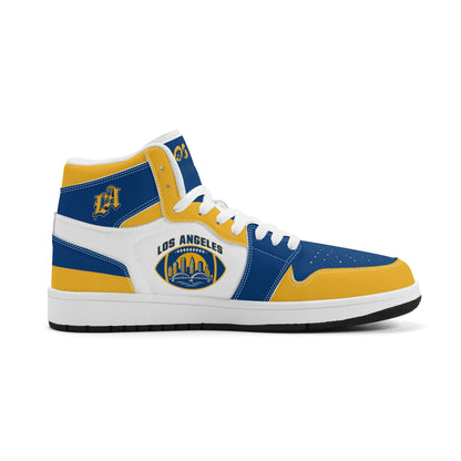 Los Angeles football-inspired high top sneakers with all-over city graphic printed upper
