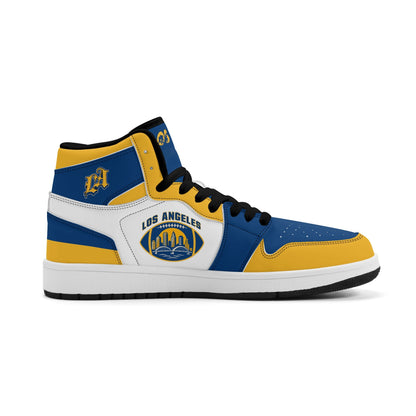 Los Angeles football-inspired high top sneakers with all-over city graphic printed upper