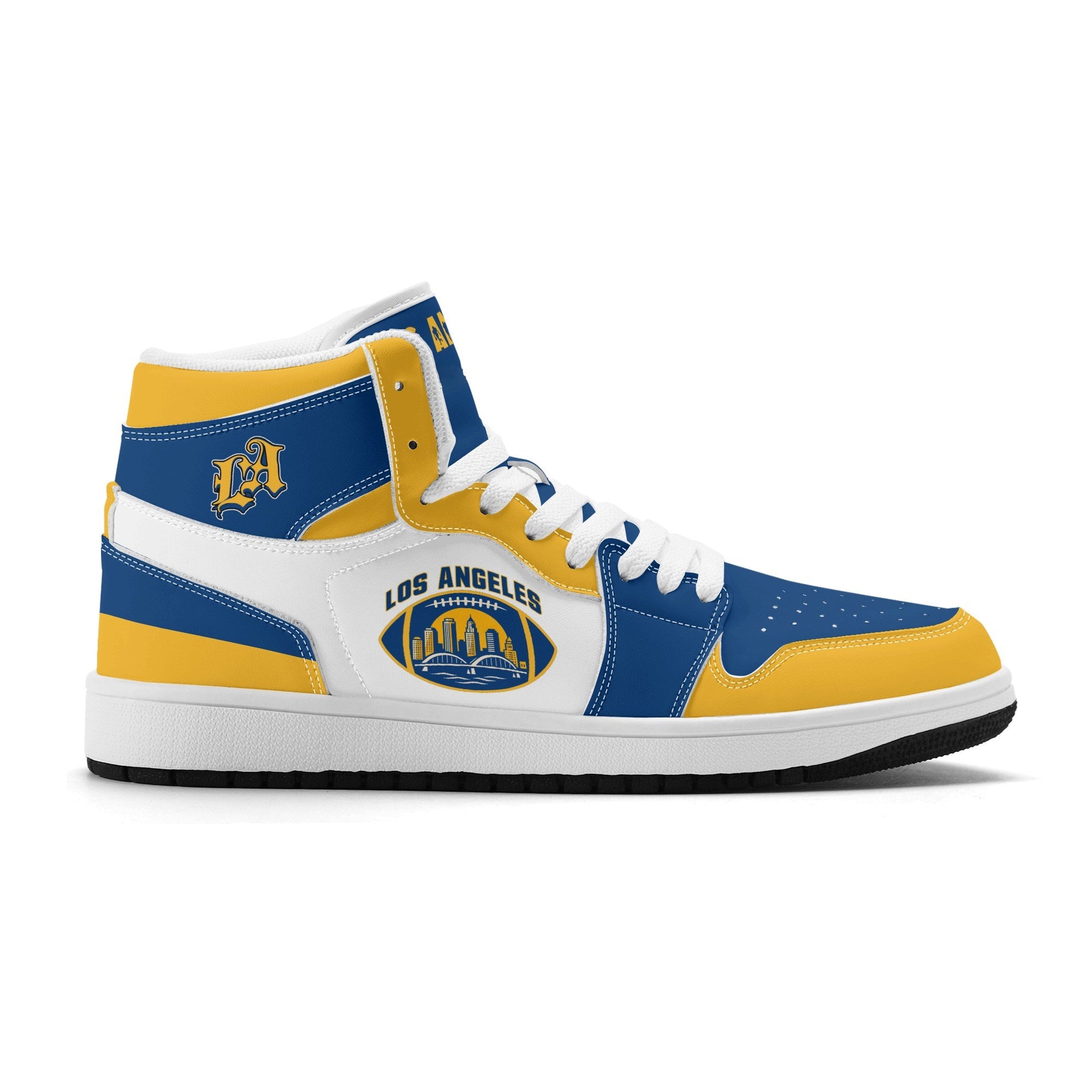Los Angeles football-inspired high top sneakers with all-over city graphic printed upper