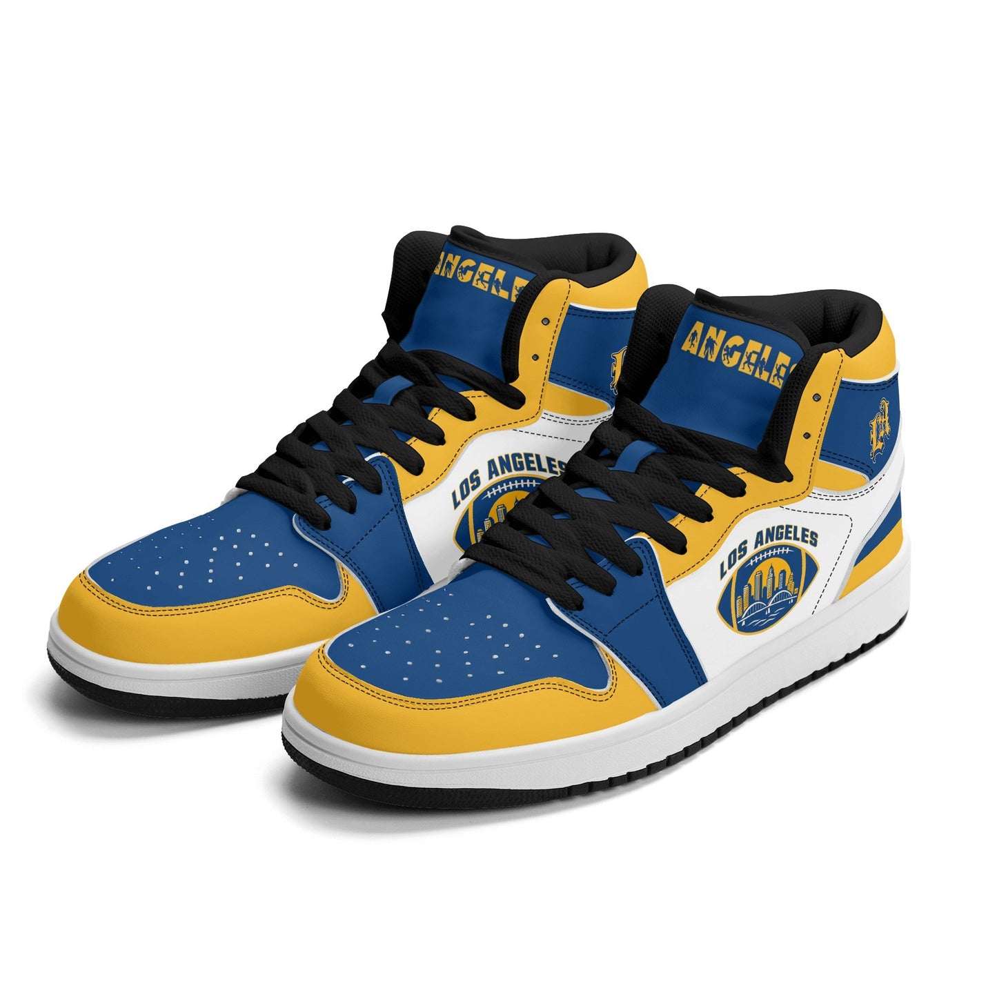 Los Angeles football-inspired high top sneakers with all-over city graphic printed upper