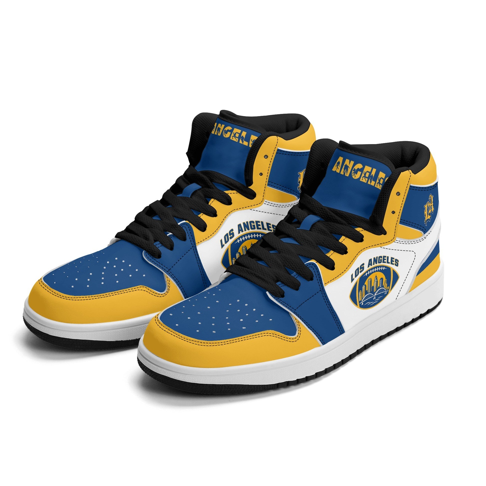 Los Angeles football-inspired high top sneakers with all-over city graphic printed upper