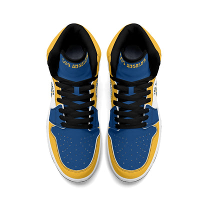 Los Angeles football-inspired high top sneakers with all-over city graphic printed upper