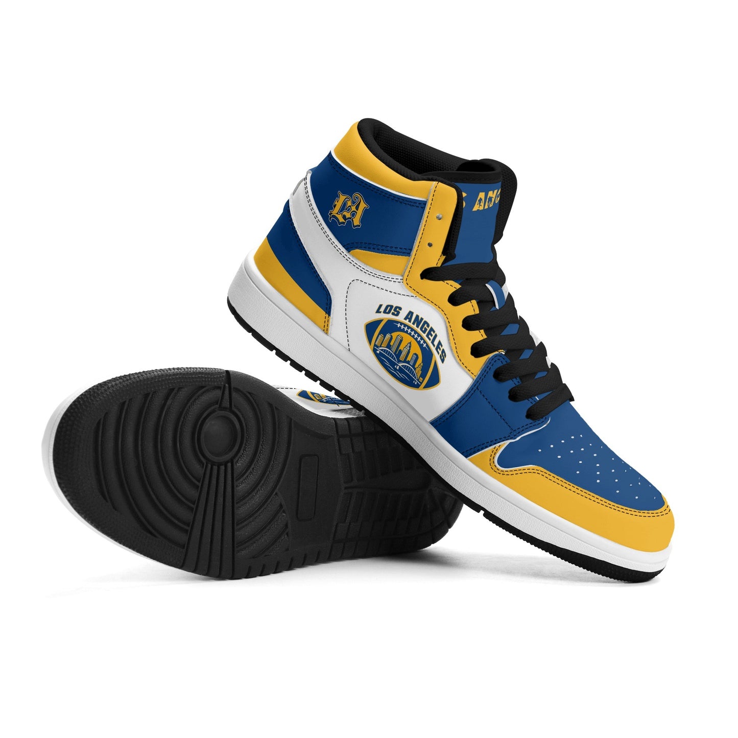 Los Angeles football-inspired high top sneakers with all-over city graphic printed upper