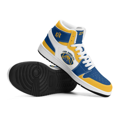 Los Angeles football-inspired high top sneakers with all-over city graphic printed upper
