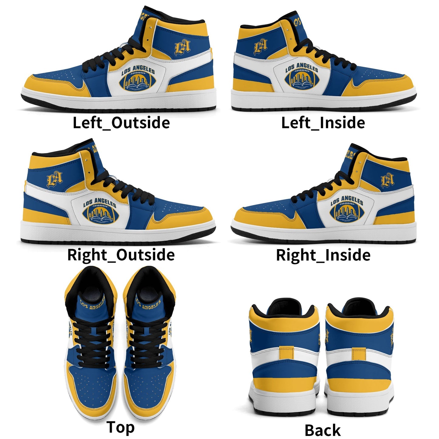 Los Angeles football-inspired high top sneakers with all-over city graphic printed upper
