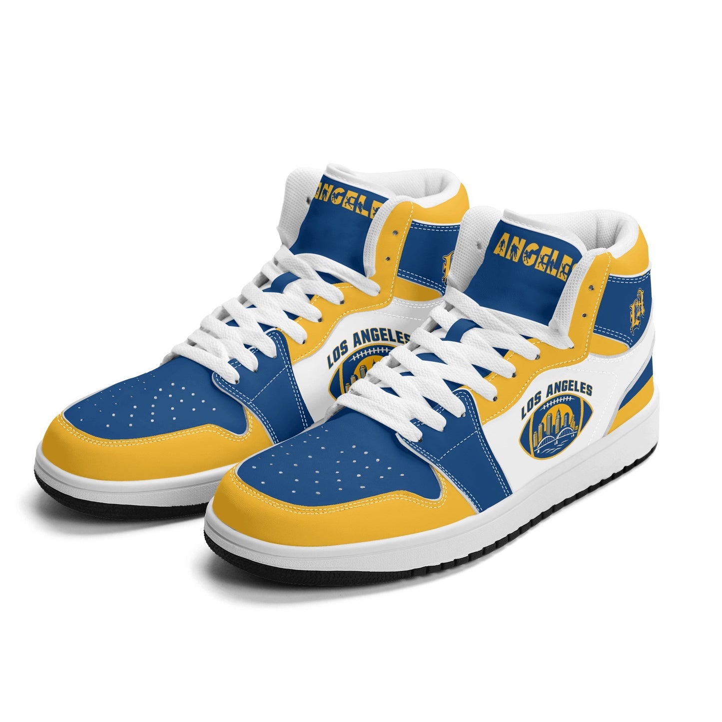 Los Angeles football-inspired high top sneakers with all-over city graphic printed upper