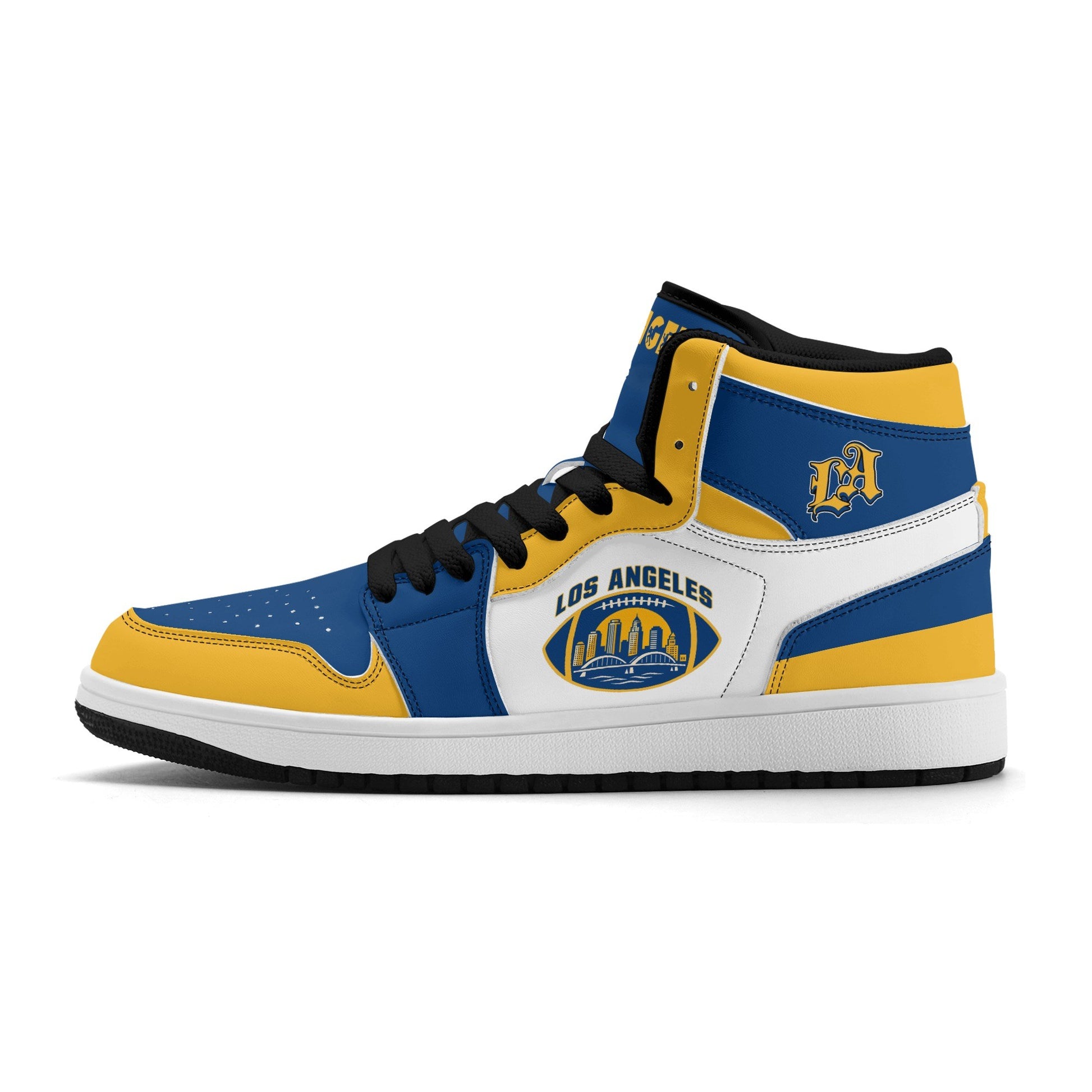 Los Angeles football-inspired high top sneakers with all-over city graphic printed upper