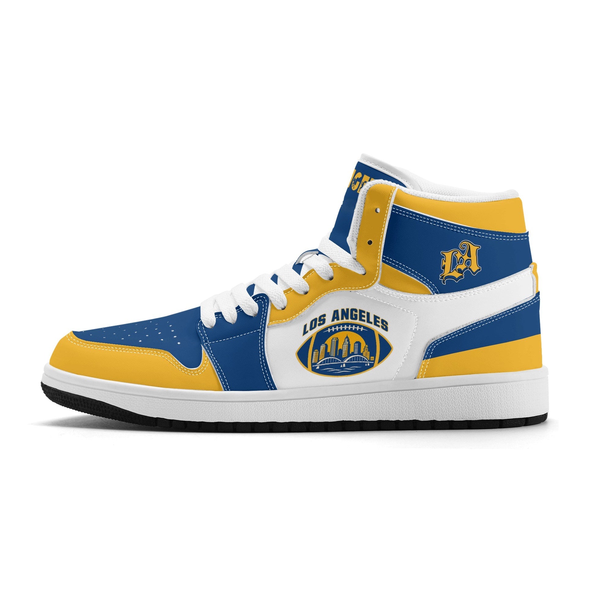 Los Angeles football-inspired high top sneakers with all-over city graphic printed upper