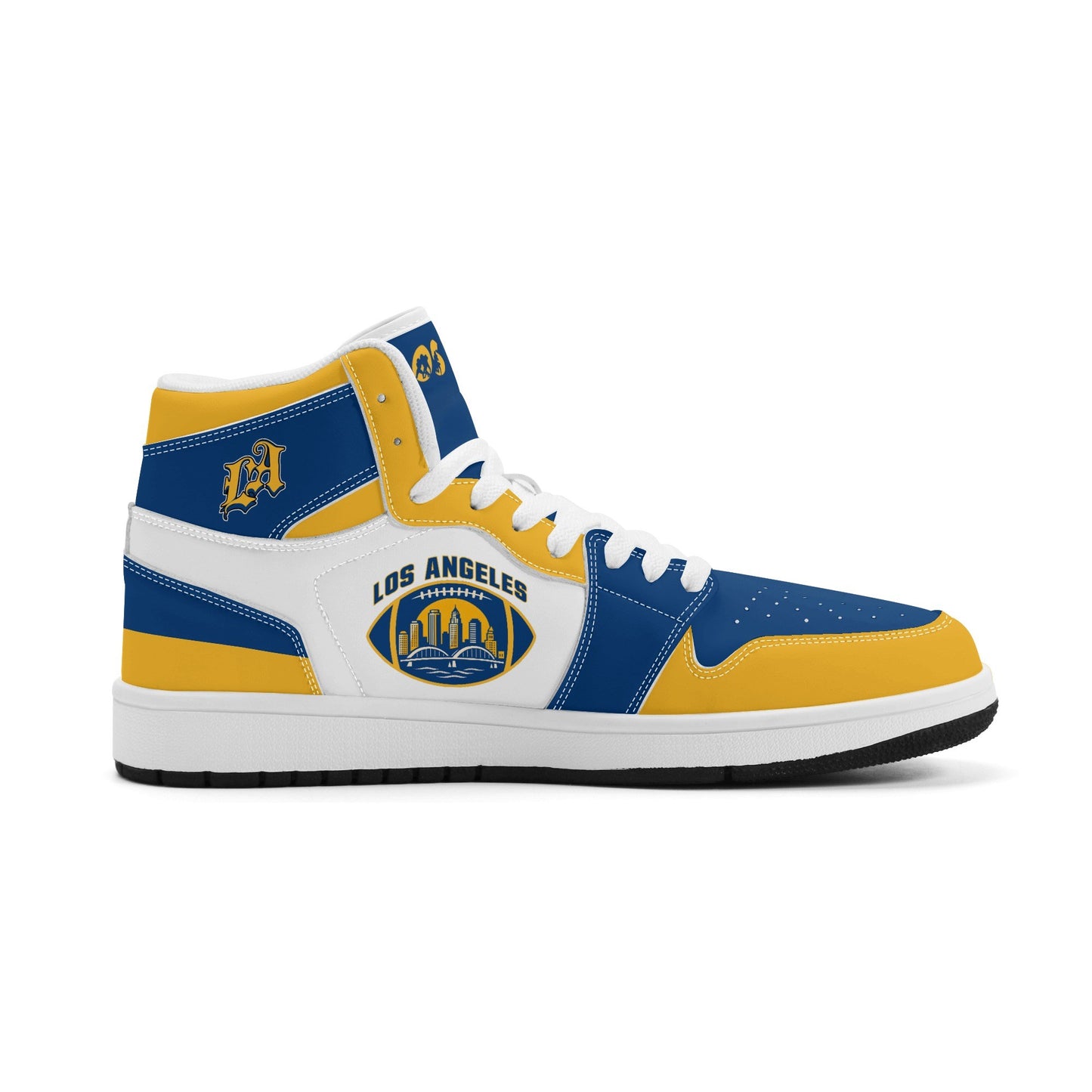 Los Angeles football-inspired high top sneakers with all-over city graphic printed upper