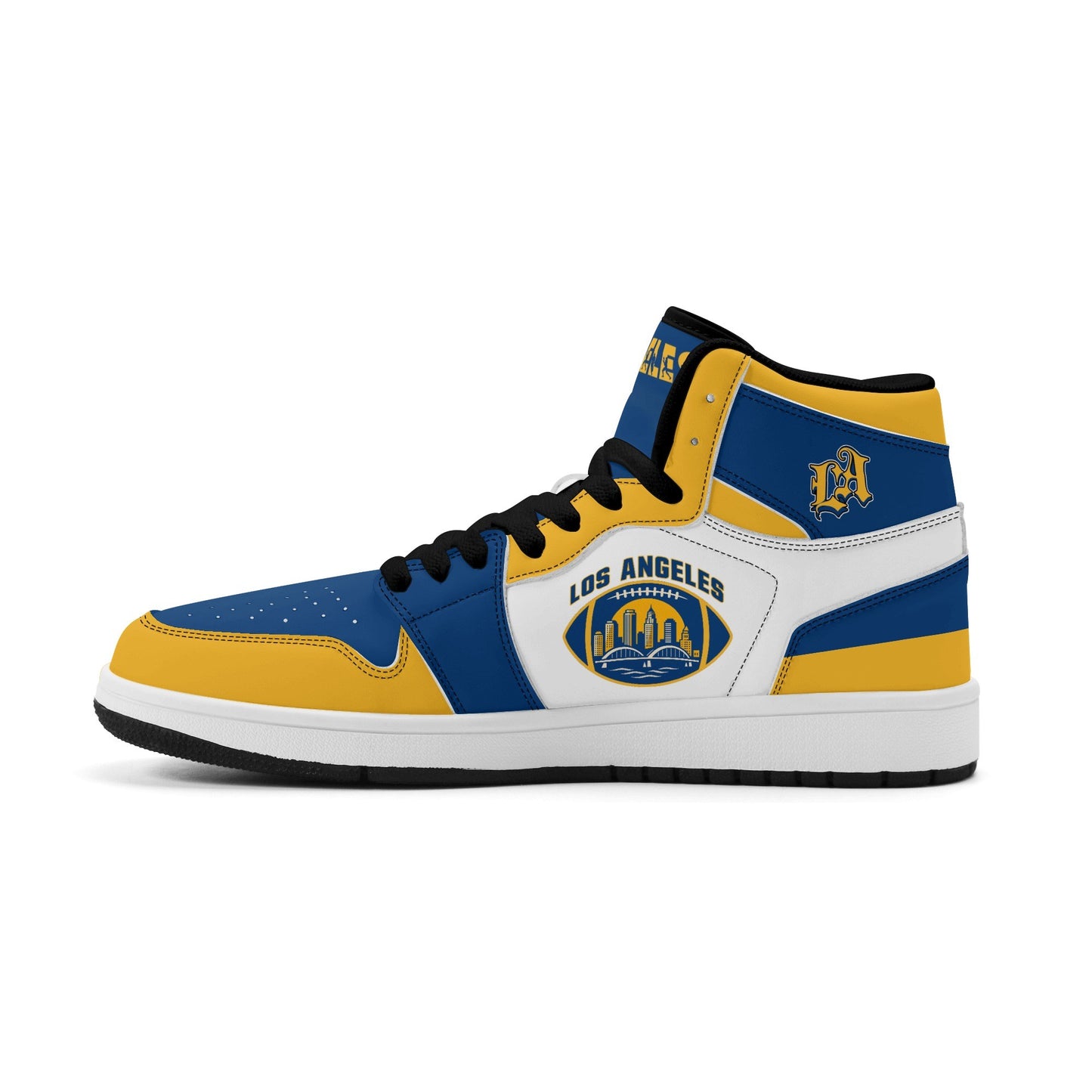 Los Angeles football-inspired high top sneakers with all-over city graphic printed upper