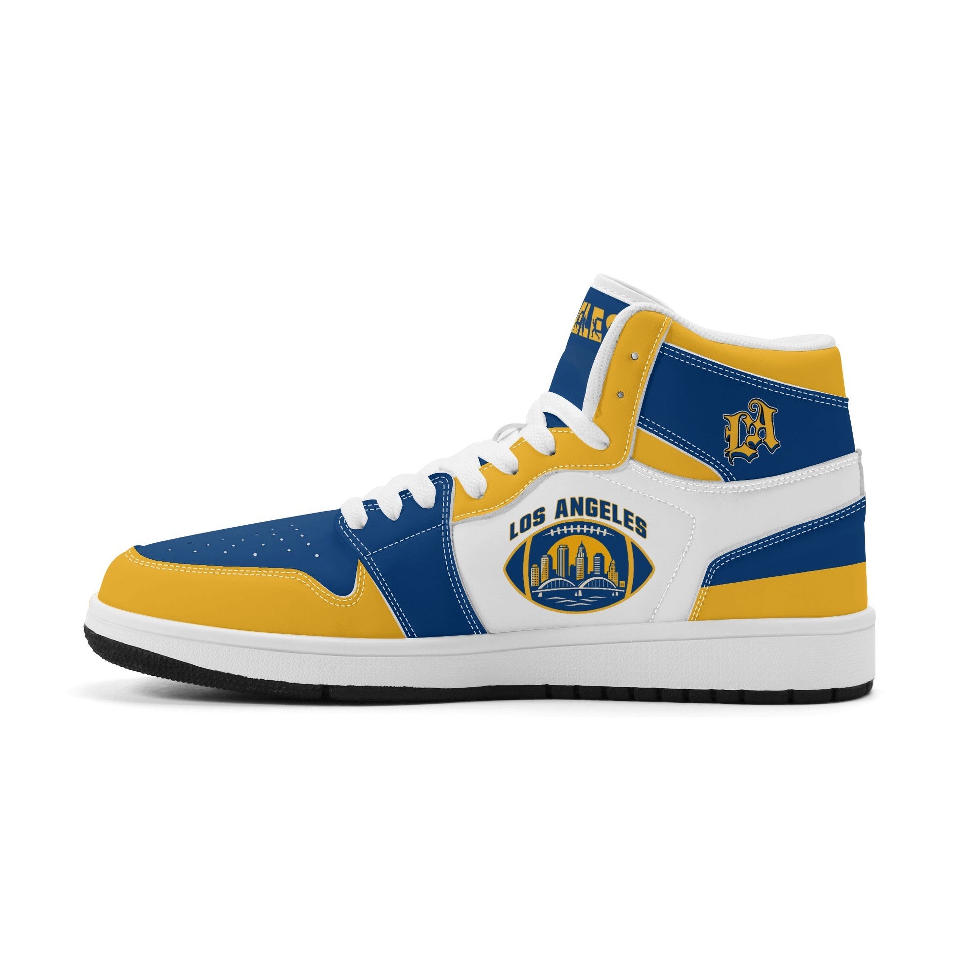 Los Angeles football-inspired high top sneakers with all-over city graphic printed upper