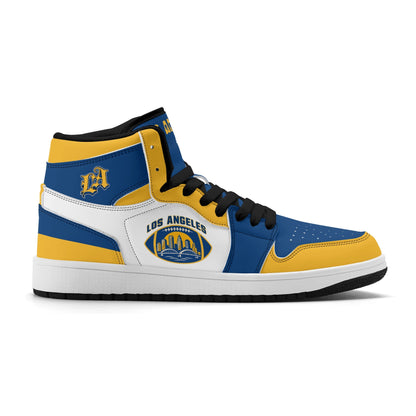 Los Angeles football-inspired high top sneakers with all-over city graphic printed upper