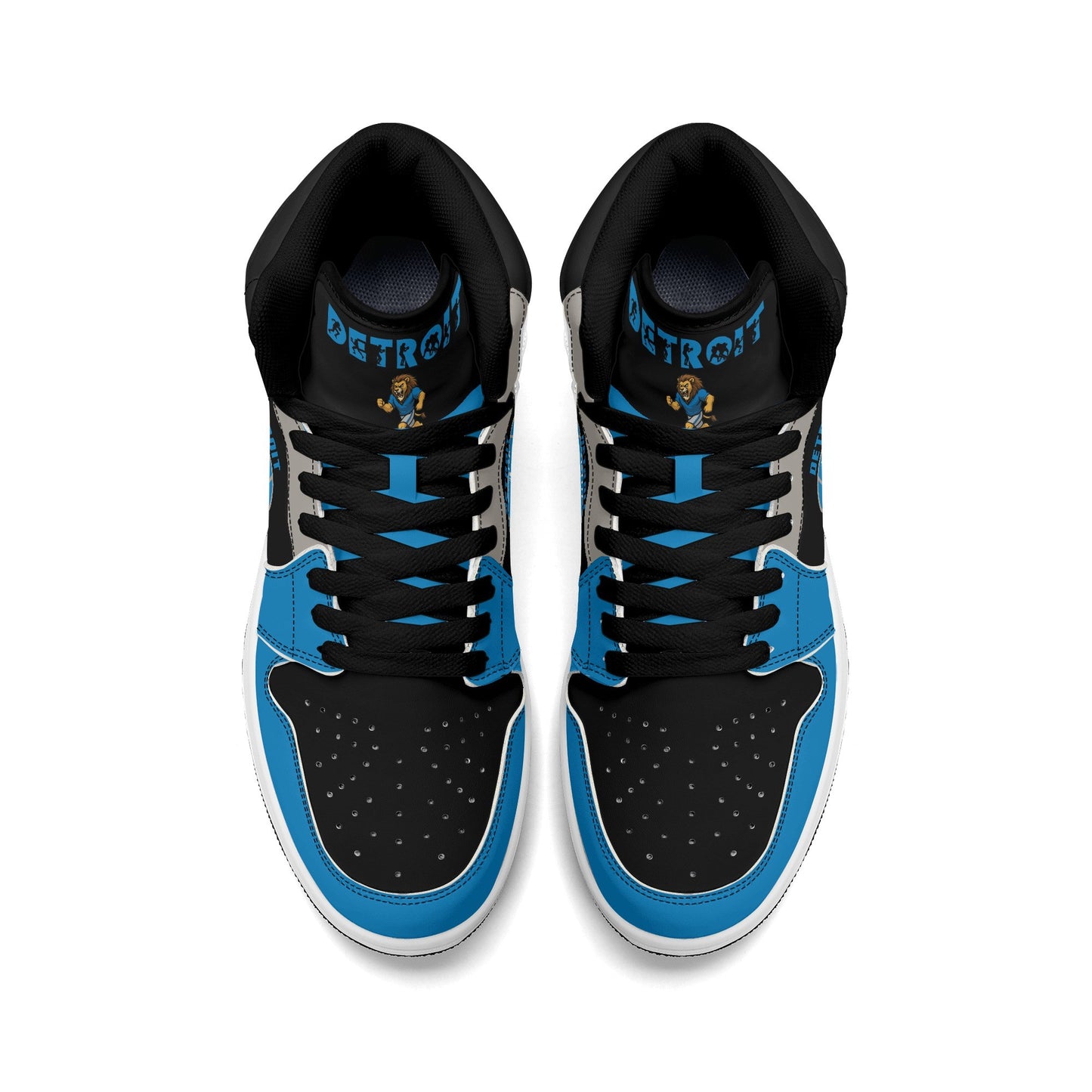 Detroit football-inspired high top sneakers with all-over city graphic printed upper