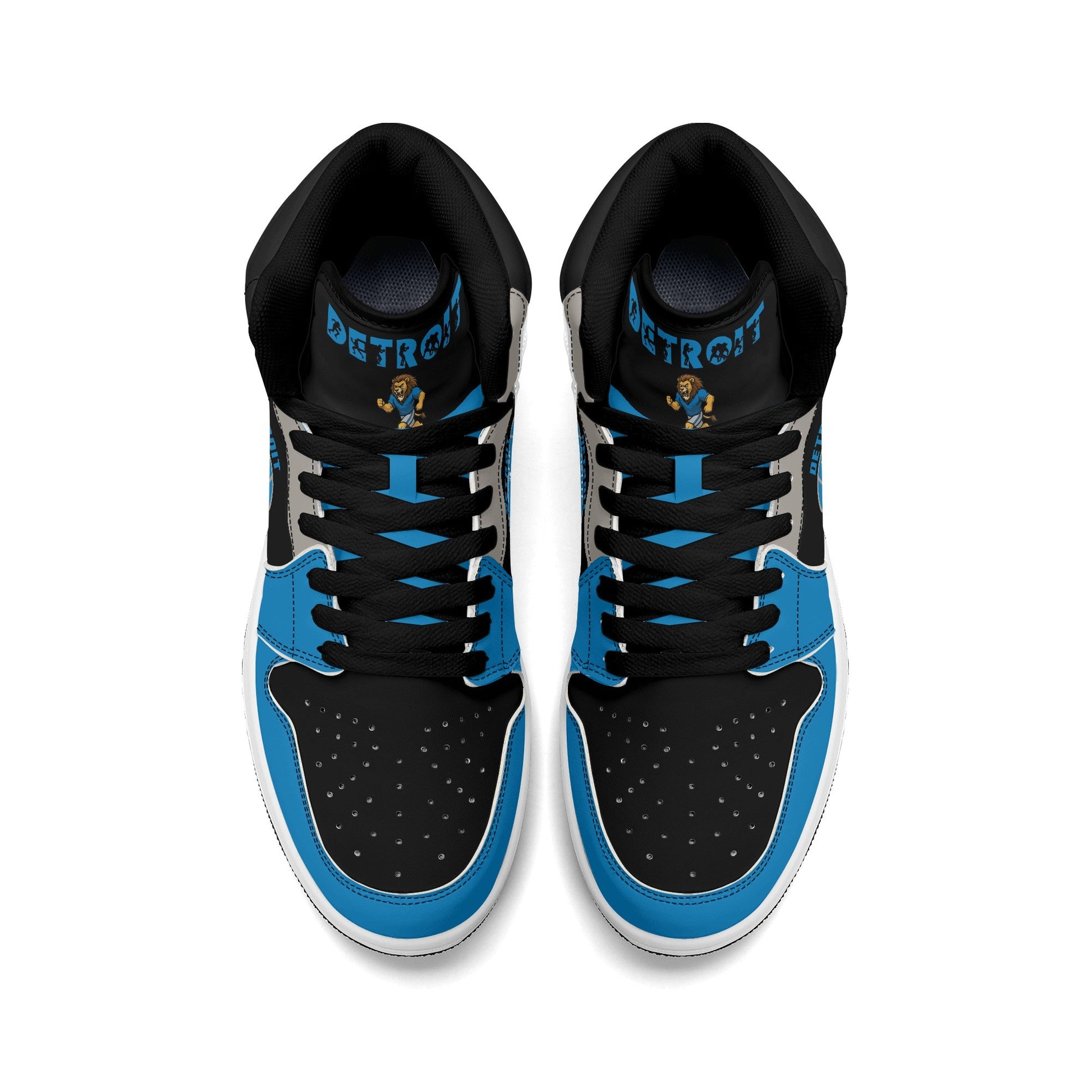 Detroit football-inspired high top sneakers with all-over city graphic printed upper