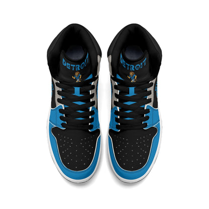 Detroit football-inspired high top sneakers with all-over city graphic printed upper