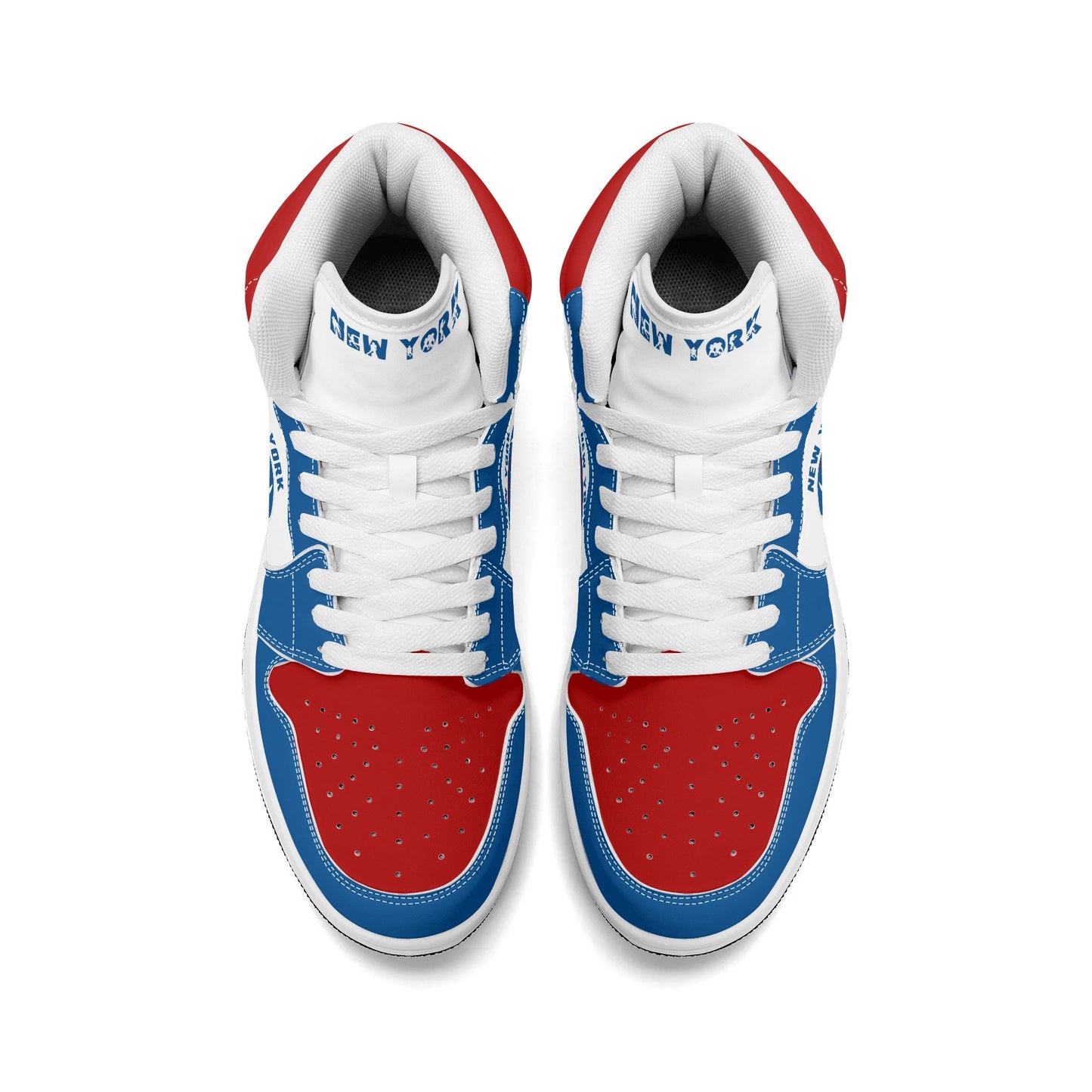 New York football-inspired high top sneakers in classic city colors with all-over graphic printed upper