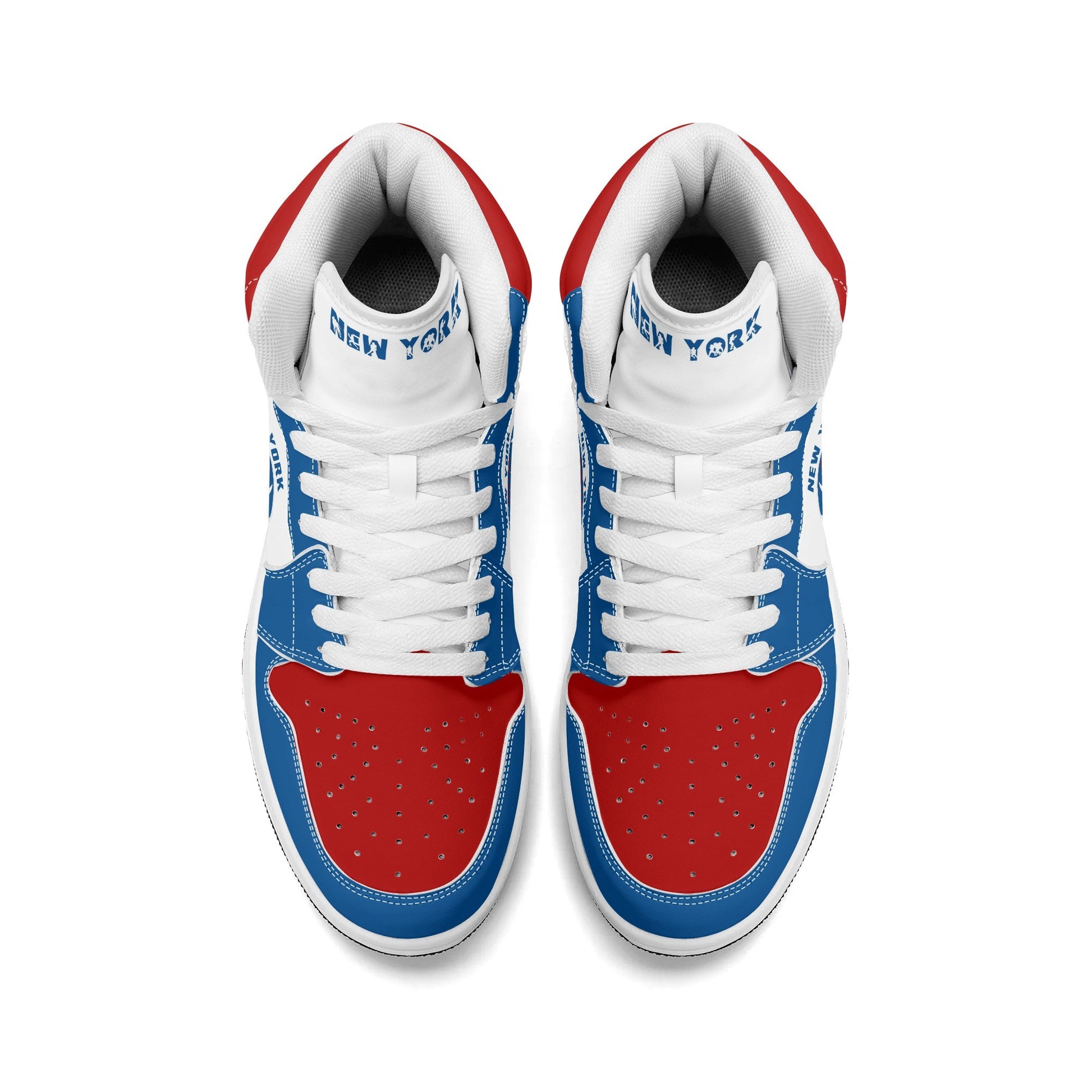 New York football-inspired high top sneakers in classic city colors with all-over graphic printed upper