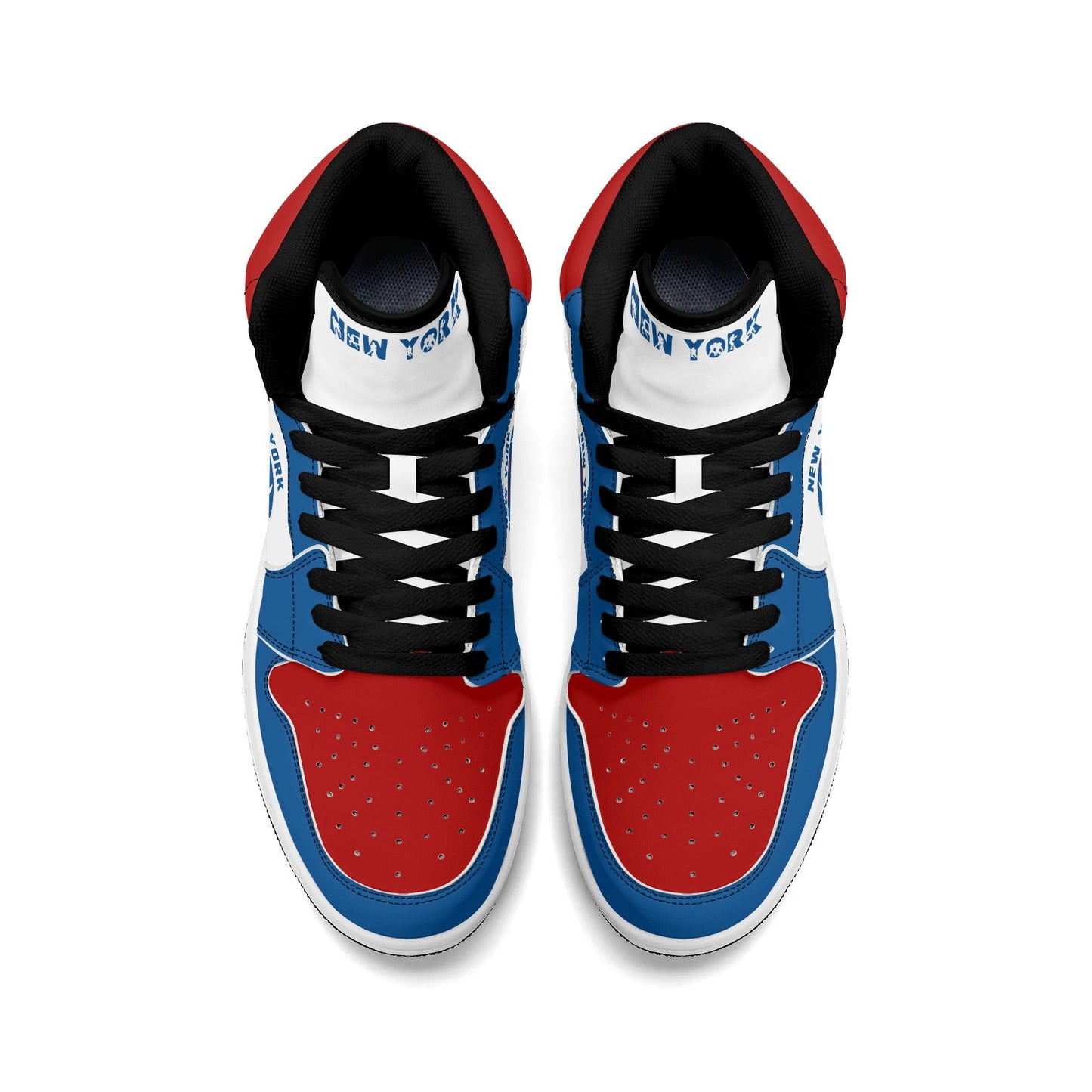 New York football-inspired high top sneakers in classic city colors with all-over graphic printed upper