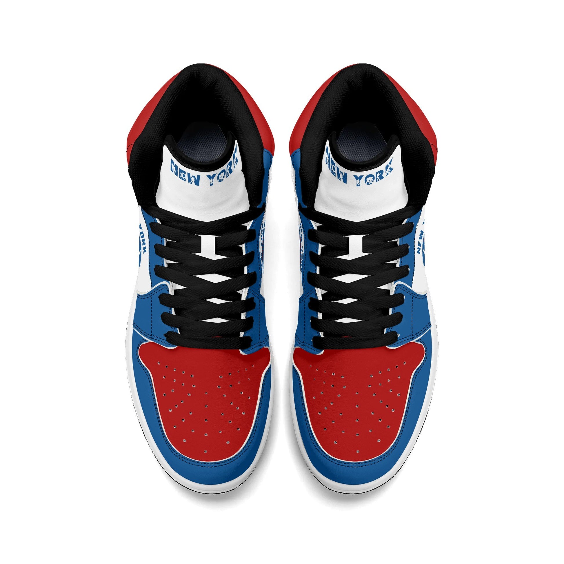 New York football-inspired high top sneakers in classic city colors with all-over graphic printed upper