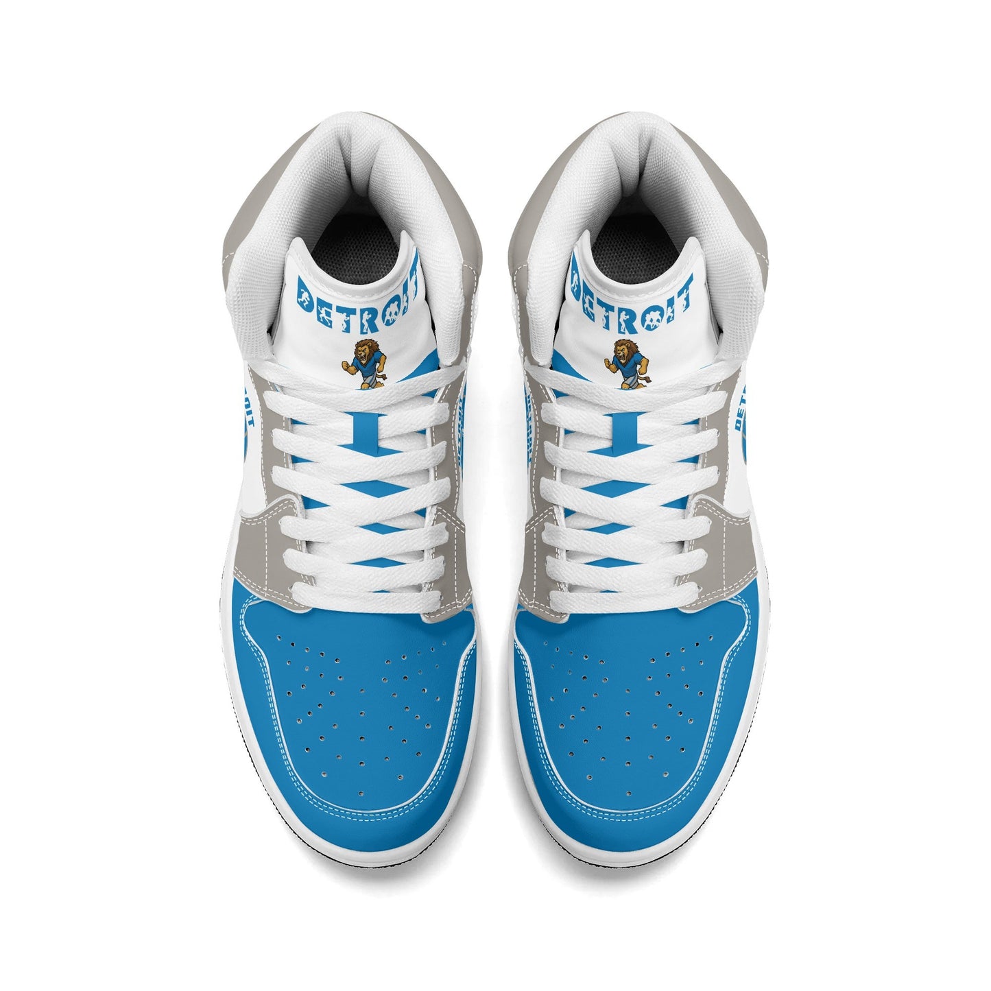 Detroit football-inspired high top sneakers with all-over city graphic printed upper
