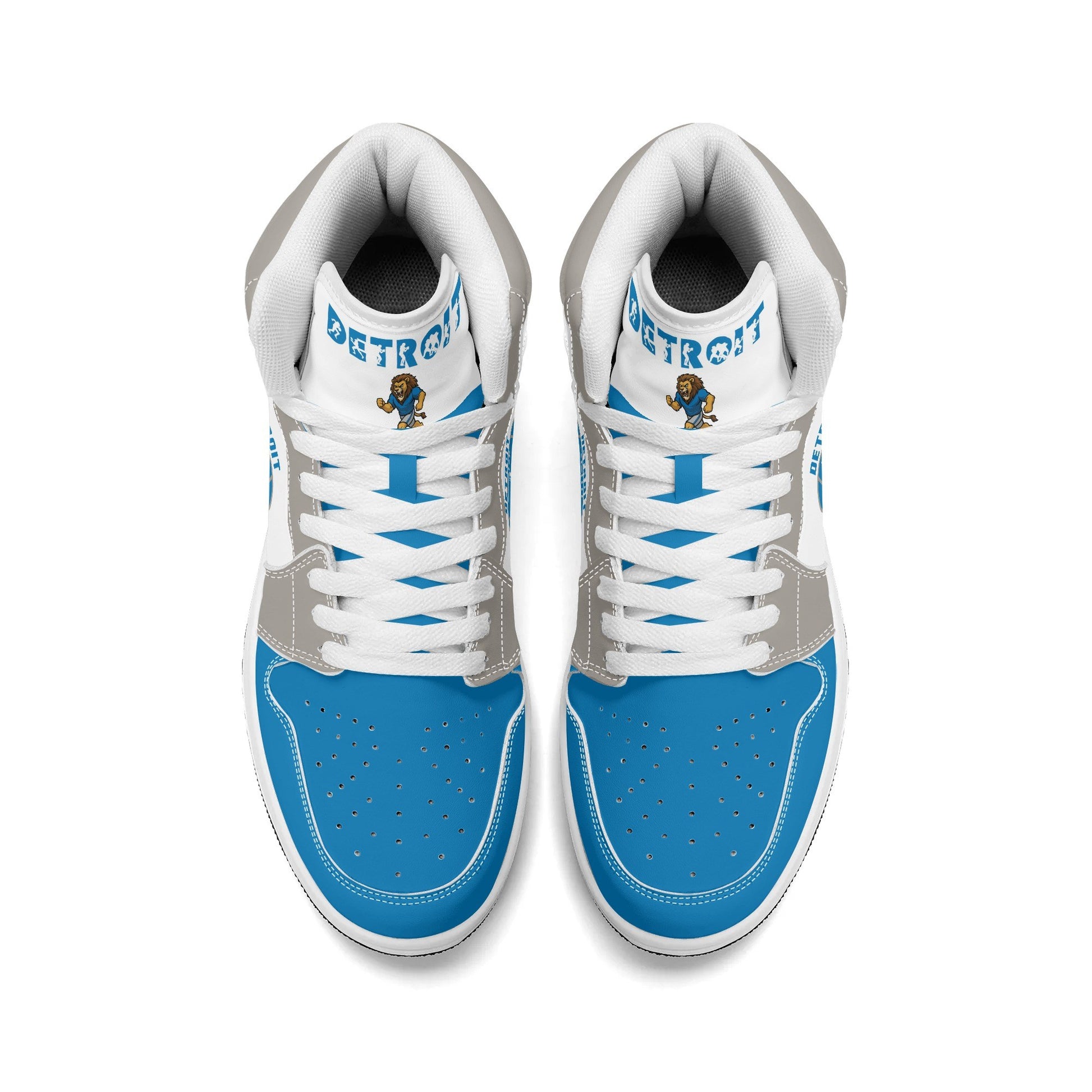 Detroit football-inspired high top sneakers with all-over city graphic printed upper