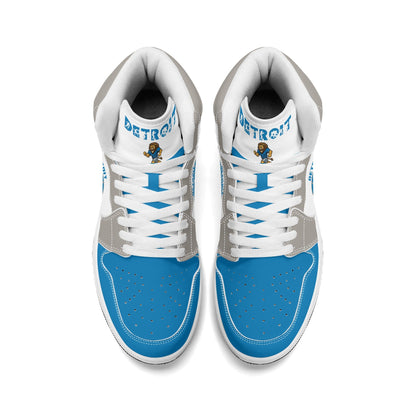 Detroit football-inspired high top sneakers with all-over city graphic printed upper