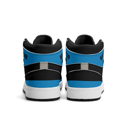 Detroit football-inspired high top sneakers with all-over city graphic printed upper