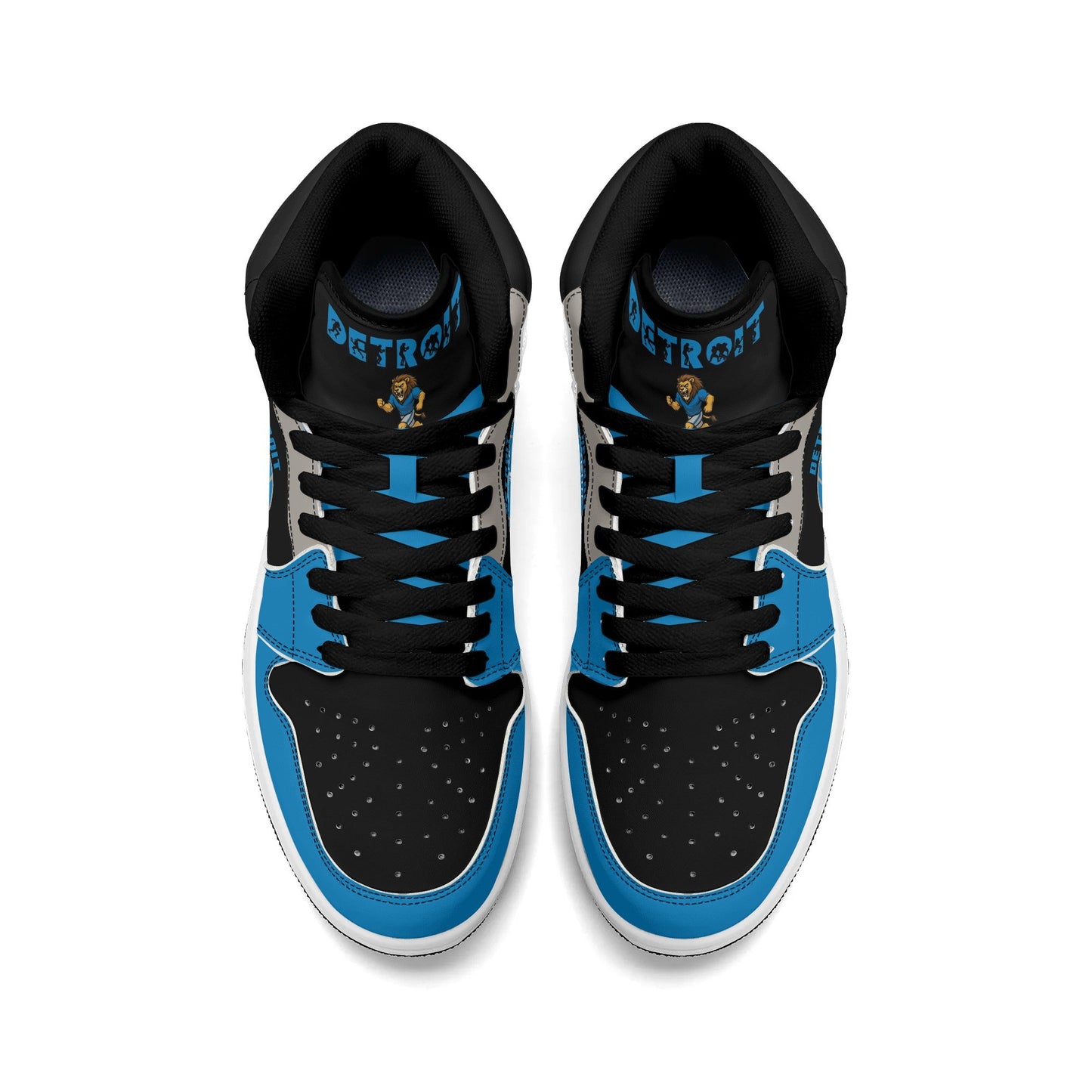 Detroit football-inspired high top sneakers with all-over city graphic printed upper