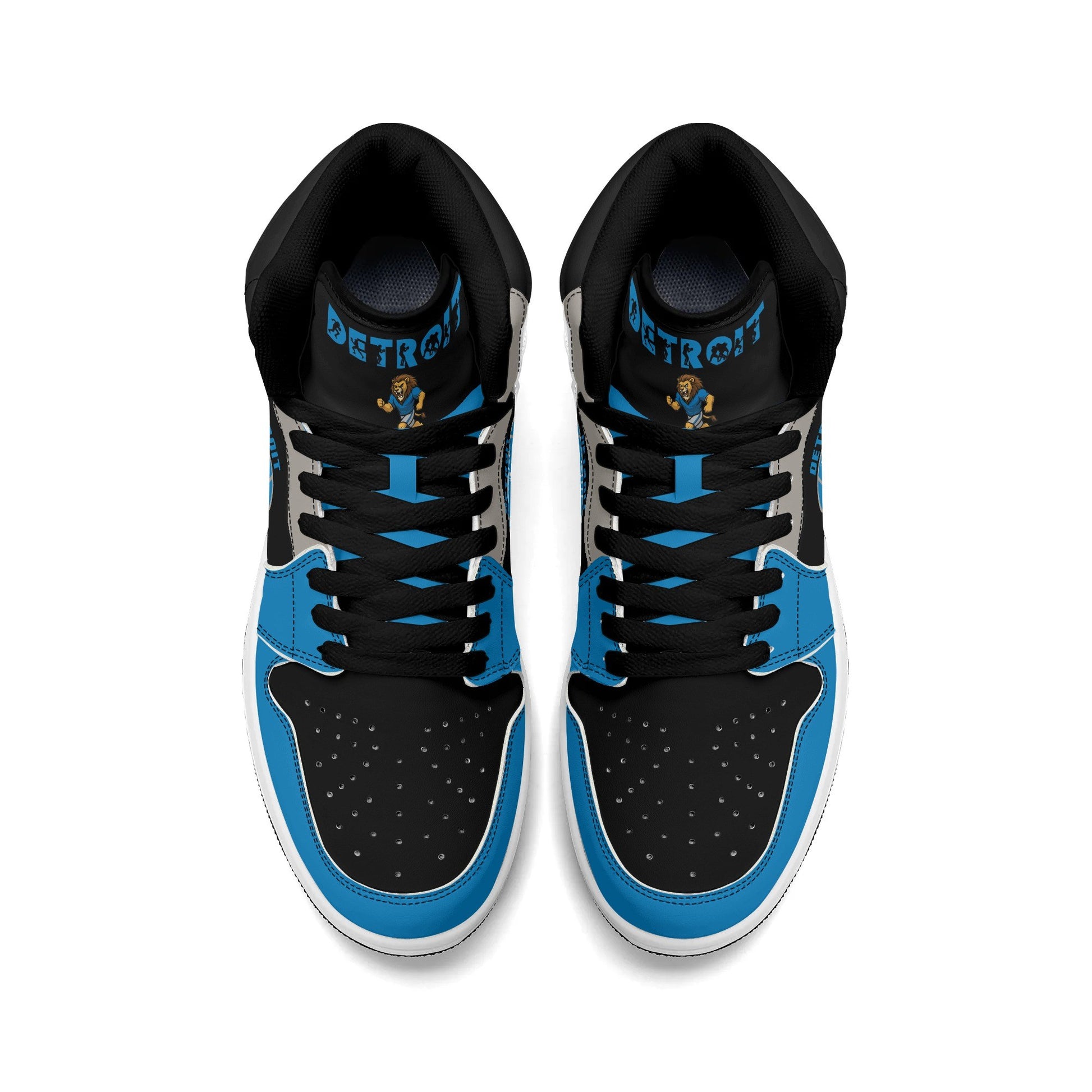 Detroit football-inspired high top sneakers with all-over city graphic printed upper