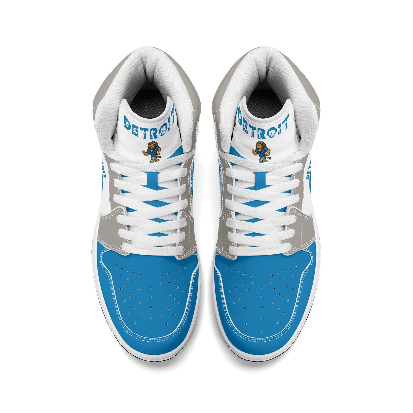 Detroit football-inspired high top sneakers with all-over city graphic printed upper