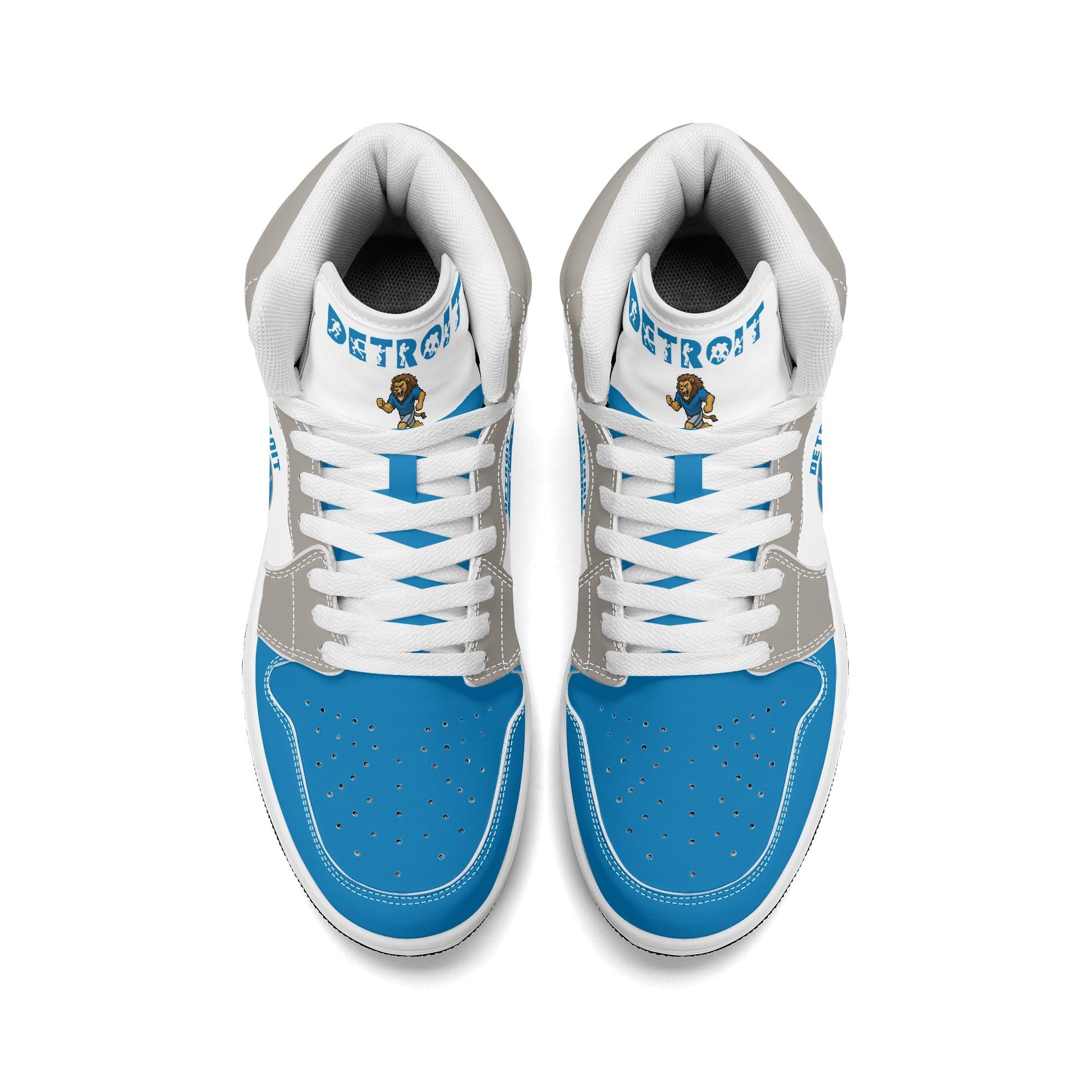 Detroit football-inspired high top sneakers with all-over city graphic printed upper