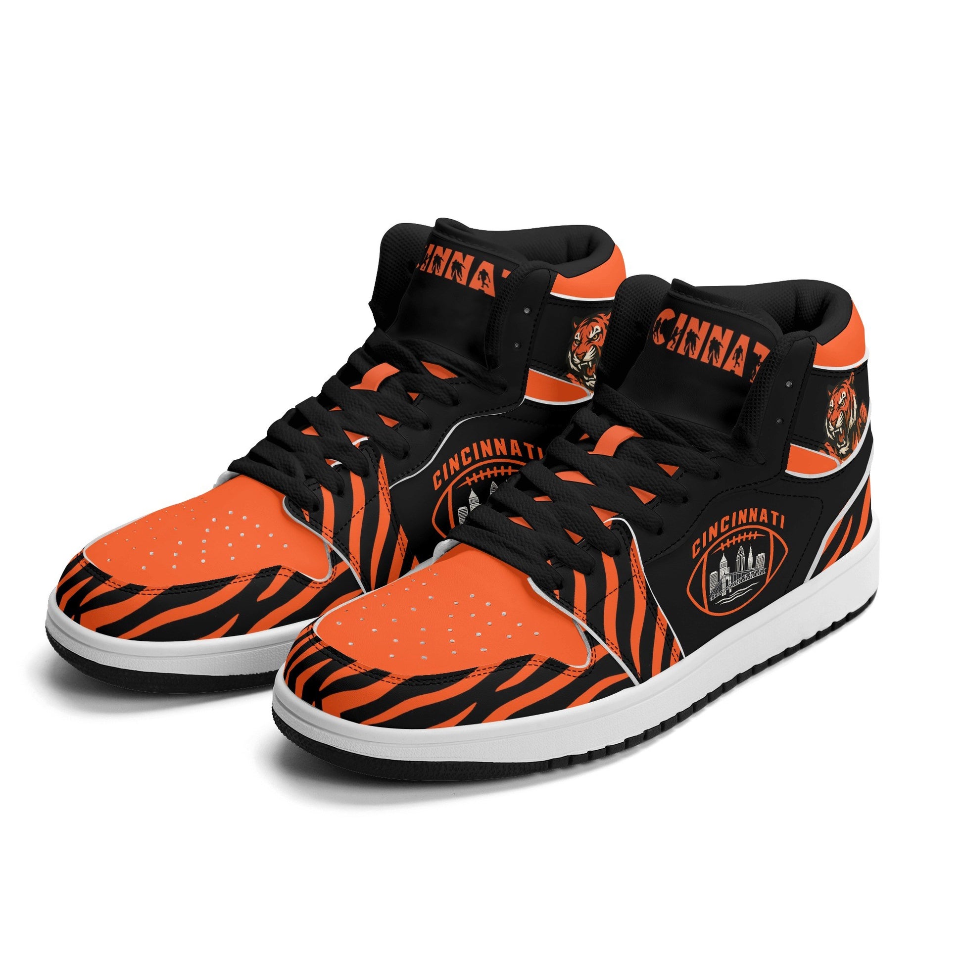 Cincinnati football-inspired high top sneakers in black with all-over city graphic printed upper
