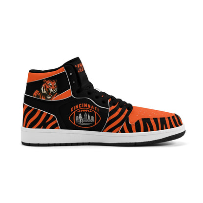 Cincinnati football-inspired high top sneakers in black with all-over city graphic printed upper