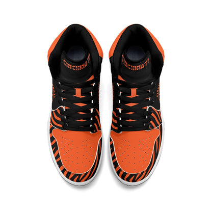 Cincinnati football-inspired high top sneakers in black with all-over city graphic printed upper