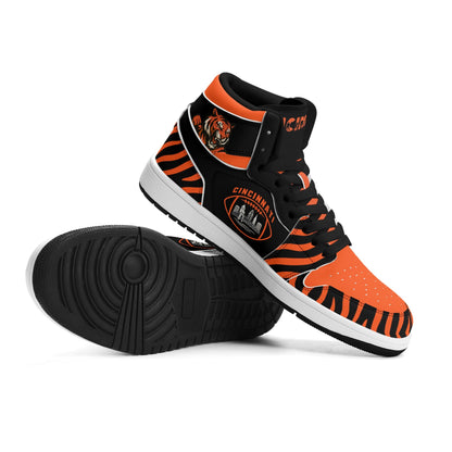 Cincinnati football-inspired high top sneakers in black with all-over city graphic printed upper