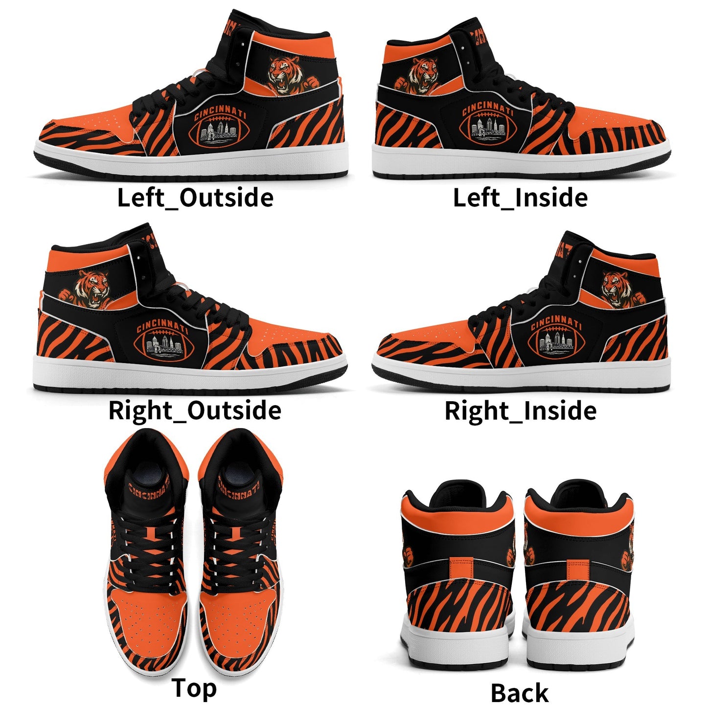 Cincinnati football-inspired high top sneakers in black with all-over city graphic printed upper