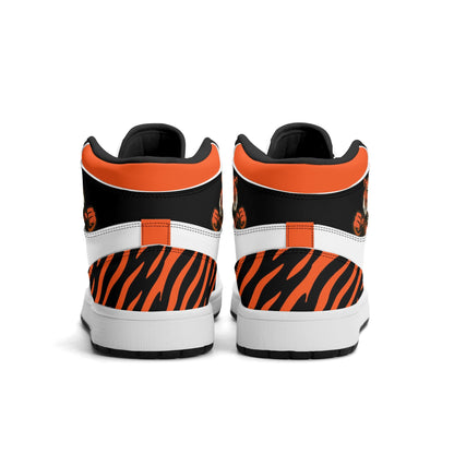 Cincinnati football-inspired high top sneakers with all-over city graphic printed upper