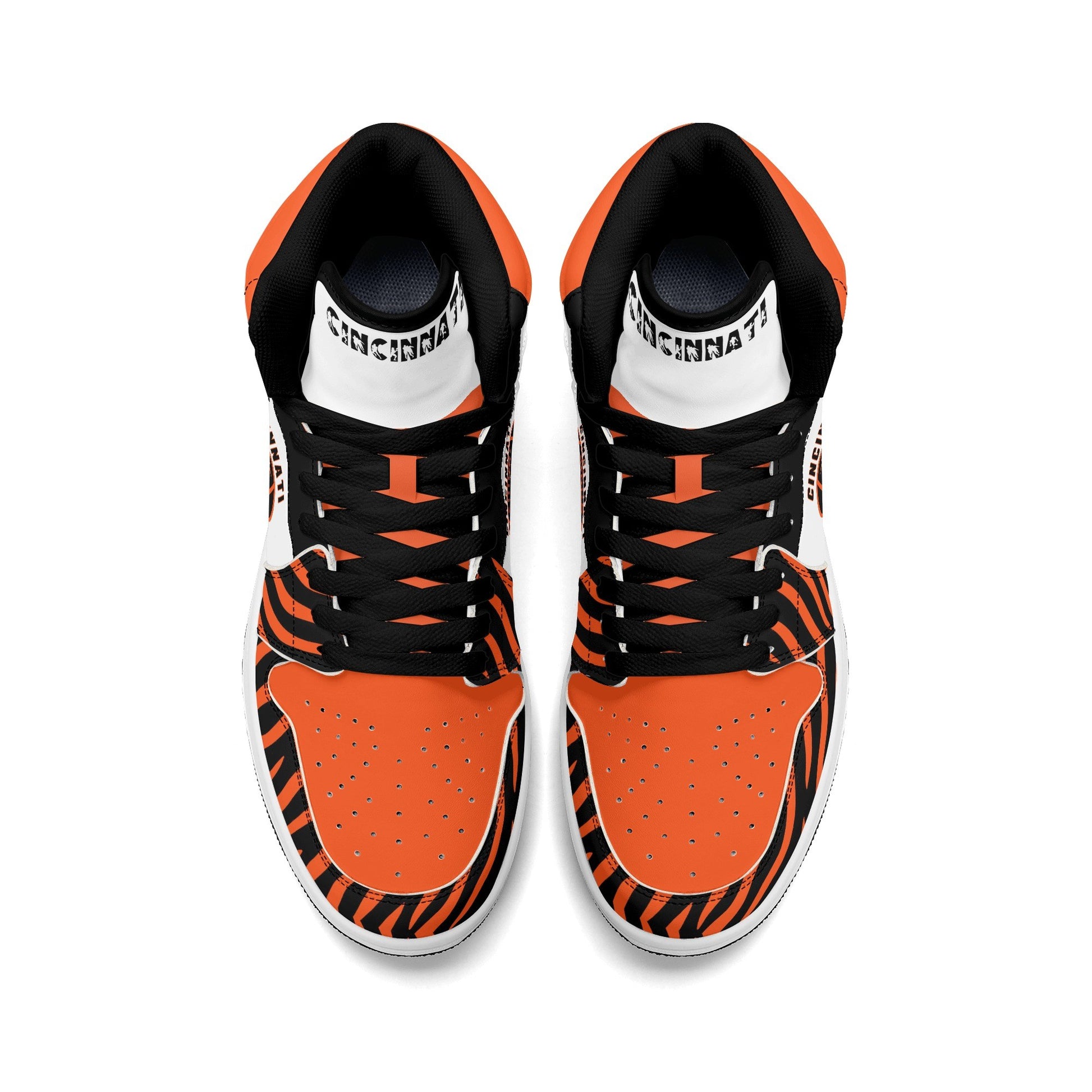 Cincinnati football-inspired high top sneakers with all-over city graphic printed upper