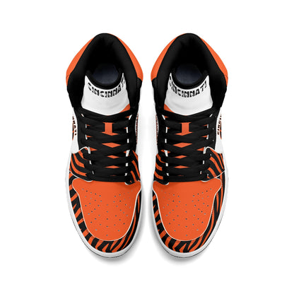 Cincinnati football-inspired high top sneakers with all-over city graphic printed upper