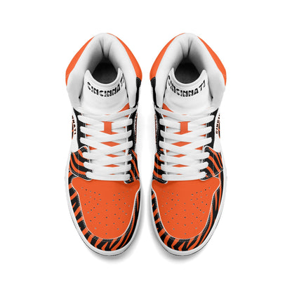 Cincinnati football-inspired high top sneakers with all-over city graphic printed upper