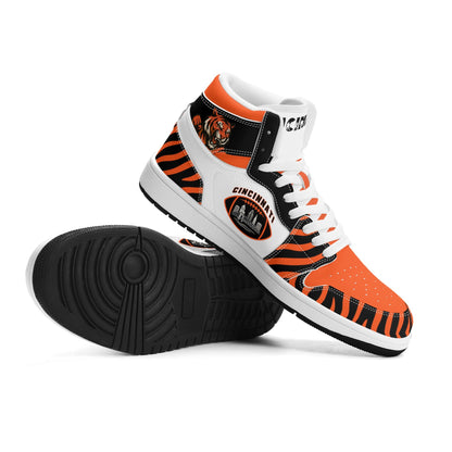 Cincinnati football-inspired high top sneakers with all-over city graphic printed upper